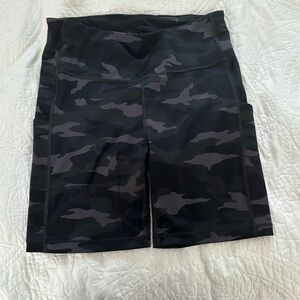 Black Camo Athleta Biker Shorts